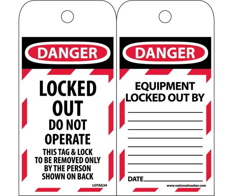 EZ PULL LOCKED OUT DO NOT OPERATE TAGS - Tagged Gloves